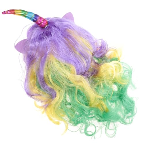 ROMISBABA Bunte Einhorn Perücke Cosplay Gewellte Farbige Perücke mit Wellen Synthetische Fasern für Frauen und Mädchen Geeignet für Kostüm Halloween Party von ROMISBABA