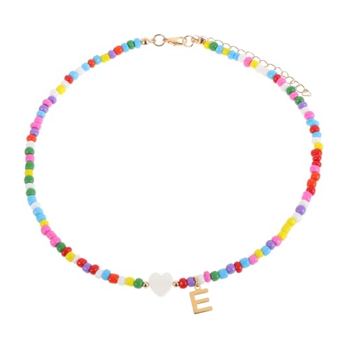 ROMISBABA Bunte Perlenkette Damen Initialanhänger Schmuck Beaded Choker Halskette Modischer Buchstabenanhänger Alltag Party von ROMISBABA
