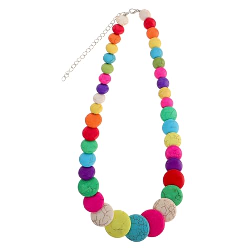 ROMISBABA Bunte Stein Halskette Damen Sommer Schmuck Handgefertigt Strandstil Langlebig Modisches Accessoire für Party Reise von ROMISBABA