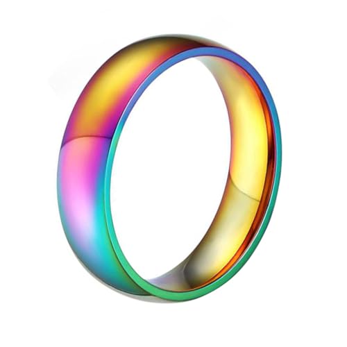 ROMISBABA Bunter Titanstahl Ring Damen Modischer Regenbogen Glanzring Eleganter Metallring Trendiger Schmuck für Frauen Alltag Party von ROMISBABA