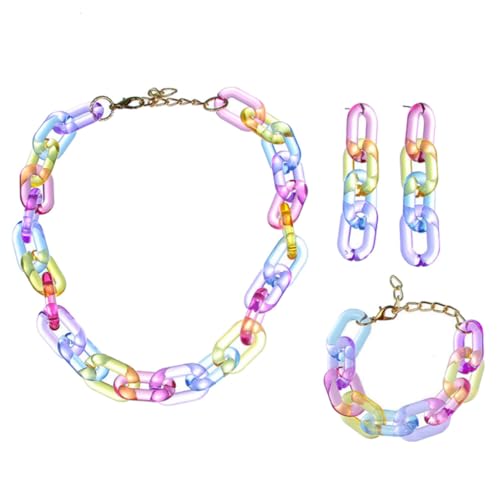 ROMISBABA Buntes Schmuckset mit Halskette Armband und Ohrringen für Mädchen Farbenfrohe Büroklammer Designs Leicht und Modisch als für Alltagsdekoration ROMISBABA Buntes Schmuckset mit Halskette Armband und Ohrringen für Mädchen Farbenfrohe Büroklammer Designs Leicht und Modisch als für Alltagsdekoration von ROMISBABA