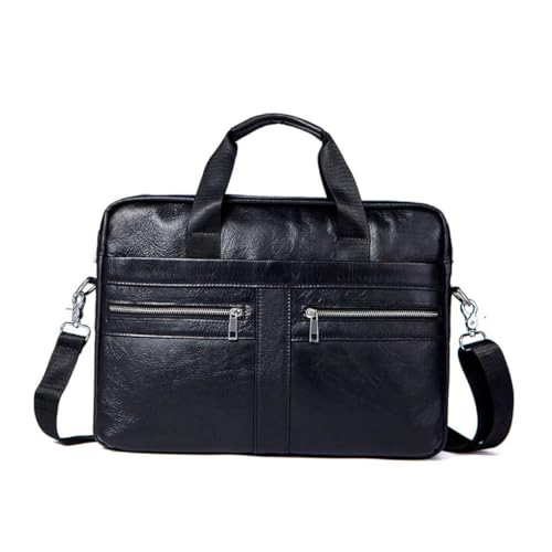 ROMISBABA Business Herren Aktentasche aus Leder Große Kapazität Multifunktionale Umhängetasche und Handtasche für Geschäftsreisen Praktische Schultertasche mit Organizer Fächern Schwarzes von ROMISBABA
