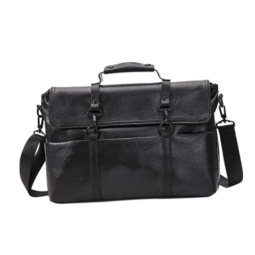 ROMISBABA Business Laptop Tasche aus PU Leder Stoßfest Große Kapazität mit Multi Lagen Langlebig Multifunktionale Herren Schulter und Umhängetasche für Büro und Reisen von ROMISBABA