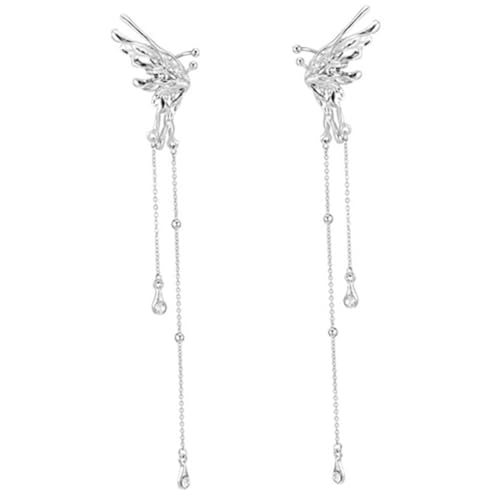 ROMISBABA Butterfly Ohrclip mit Kette Damen Ohrklemme Leicht und Komfortabel Ohrhänger ohne Ohrloch Modischer Ear Hook Schmuck für Frauen von ROMISBABA