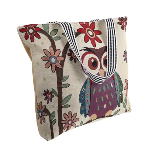 ROMISBABA Canvas Schultertasche Damen Stickerei Einzelschulter Tasche Große Kapazität Leicht Strapazierfähig Outdoor Umhängetasche für Alltag und Reisen von ROMISBABA