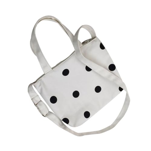 ROMISBABA Canvas Schultertasche Damen mit Verstellbarem Gurt Weiße Sommer Tote Bag mit Zipper Modische Handtasche mit Punktmuster für Alltag Arbeit Reisen und Schule ROMISBABA Canvas Schultertasche Damen mit Verstellbarem Gurt Weiße Sommer Tote Bag mit Zipper Modische Handtasche mit Punktmuster für Alltag Arbeit Reisen und Schule von ROMISBABA