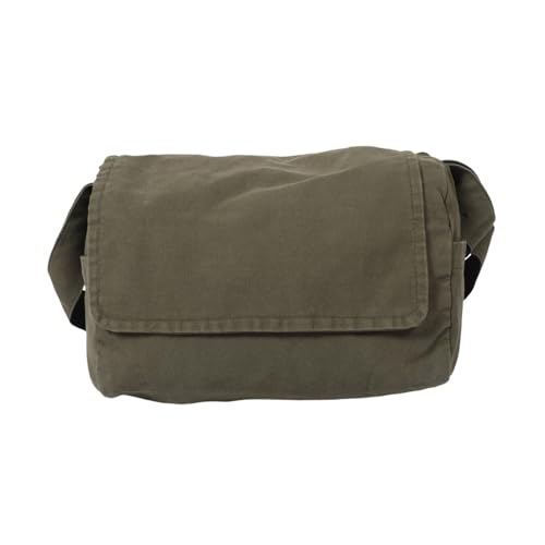 ROMISBABA Canvas Umhängetasche Damen und Herren Large Crossbody Bag aus Olivgrünem Canvas Leicht und Ergonomisch für Arbeit Uni und Reisen mit Verstellbarem Schultergurt von ROMISBABA