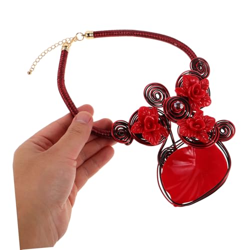ROMISBABA Chunky African Kostüm Schmuck Set mit Handgefertigter Aluminiumdraht-resinblumen Halskette und Ohrringen Leichtes Langlebiges Statement-accessoire für Frauen und Mädchen bei Party von ROMISBABA
