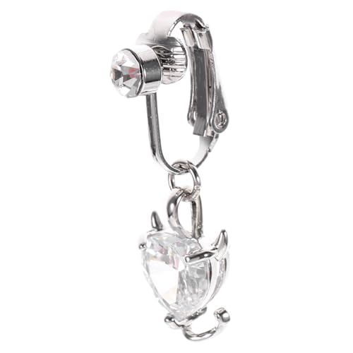 ROMISBABA Clip Bauchnabelring Herz Zirkonia Anhänger Faux Belly Ring Non Piercing Schmuck für Damen Leicht Langlebig Wiederverwendbar für Alltag Strandparty Cosplay von ROMISBABA