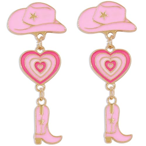 ROMISBABA Cowgirl Ohrringe Damen Mehrschichtiges Design mit Hut Herz und Cowboystiefel Anhänger Modische Drop Earrings für Alltag Party Geschenk für Frauen und Mädchen von ROMISBABA