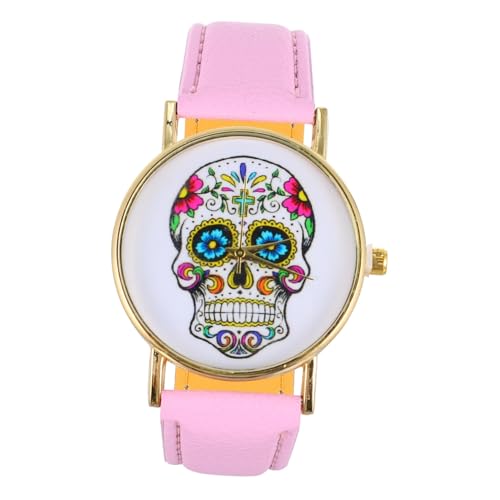 ROMISBABA Damen Armbanduhr Punk Schädel Design Lederarmband Verstellbar Komfortabel Modisch Geschenkidee für Freundinnen und Partygebrauch von ROMISBABA