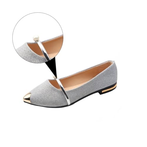 ROMISBABA Damen Ballerinas mit Spitz Zulaufender Zehe Flache Sommerschuhe mit Perlendekor rutschfest Angenehm Leicht Auszuziehen für Alltag und Party Silber ROMISBABA Damen Ballerinas mit Spitz Zulaufender Zehe Flache Sommerschuhe mit Perlendekor rutschfest Angenehm Leicht Auszuziehen für Alltag und Party Silber von ROMISBABA