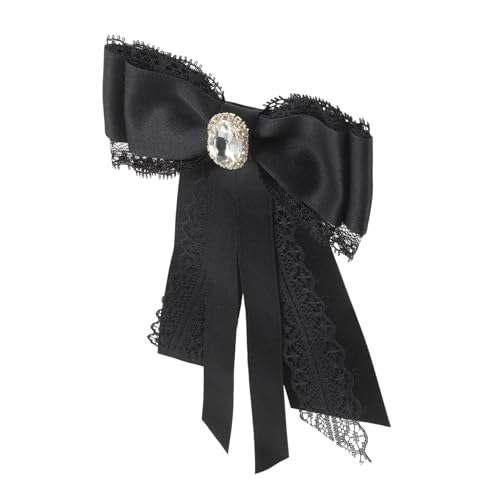 ROMISBABA Damen Brosche Bow Tie mit Schwarzer Spitze und Strass Dekoration für Shirts Blusen und Besondere Anlässe für Partys und Festlichkeiten von ROMISBABA