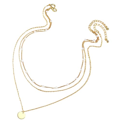 ROMISBABA Damen Halskette Dreilagig Verstellbar Sichere Legierung Filigranes Design mit Perlen Stilvolle Schlüsselbein Kette Modischer Schmuck für Alltag und Besondere Anlässe von ROMISBABA