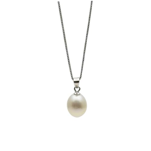 ROMISBABA Damen Halskette mit Natürlichem Süßwasser perlenanhänger Sterling Silber Kette Stilvolles Schmuckstück für Alltag und Besondere Anlässe Schlichtes Design Modisch und Zeitlos von ROMISBABA