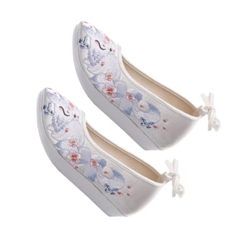 ROMISBABA Damen Hanfu Bestickte Innenhohe Stoffschuhe Mit Dickem Absatz rutschfest Bequeme Traditionelle Ethno Schuhe Für Alltag Und Festlichkeiten von ROMISBABA