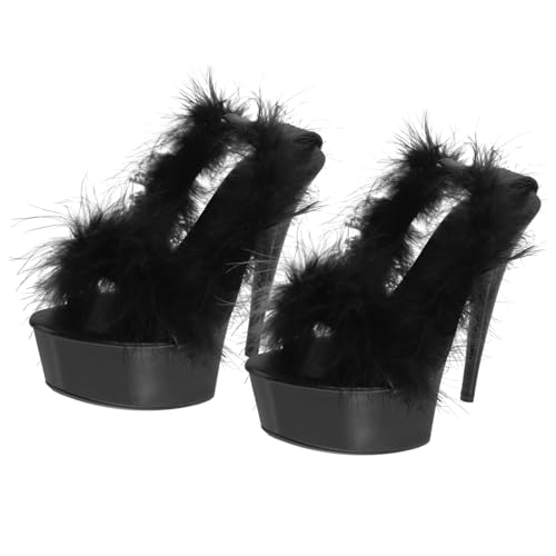 ROMISBABA Damen High Heels Sandalen mit Federsohle Atmungsaktiv und Strapazierfähig Bequeme Sommer Sandaletten mit Hohem Absatz für Arbeit und Freizeit Schwarz von ROMISBABA