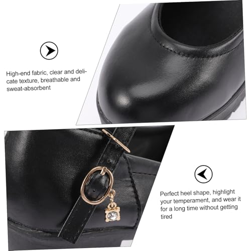 ROMISBABA Damen High Heels Schwarz Runde Zehenkappe Flacher Absatz Bequeme Shallow Mouthed Pumps Halbschuhe aus PU und Gummi Strapazierfähig Komfortabel ROMISBABA Damen High Heels Schwarz Runde Zehenkappe Flacher Absatz Bequeme Shallow Mouthed Pumps Halbschuhe aus PU und Gummi Strapazierfähig Komfortabel von ROMISBABA