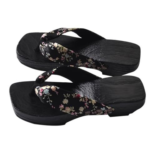 ROMISBABA Damen Holz Clogs Sandalen Sommer Slipper rutschfest Atmungsaktiv Flach Freizeit Strandschuhe für Innen und Außen Geeignet Modisch von ROMISBABA