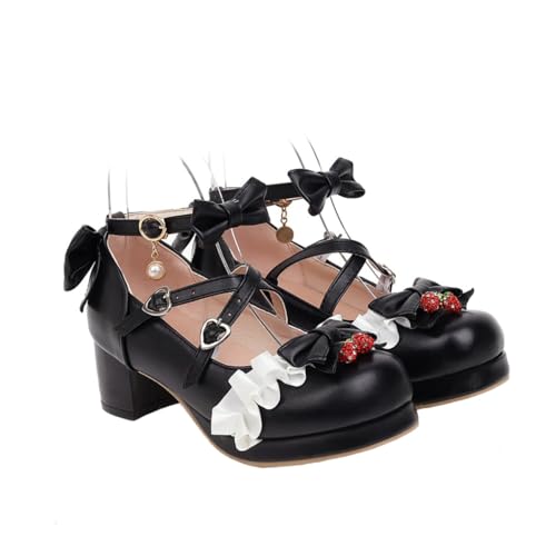 ROMISBABA Damen Lederschuhe mit Schleife rutschfeste Mittelhohe Absatzschuhe für Frühling und Herbst Modische Alltagsschuhe für Arbeit Party und Hochzeit Schwarz ROMISBABA Damen Lederschuhe mit Schleife rutschfeste Mittelhohe Absatzschuhe für Frühling und Herbst Modische Alltagsschuhe für Arbeit Party und Hochzeit Schwarz von ROMISBABA