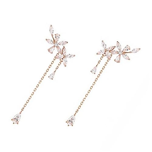ROMISBABA Quastenohrringe Mit Blütenblättern Für Damen Hängende Tropfenohrringe Aus Kupfermaterial Funkelnde Statement-ohrringe Für Frauen Frühlingsohrringe Trendige Damenohrringe von ROMISBABA