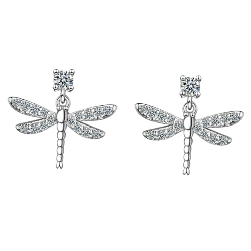 ROMISBABA Damen Ohrstecker Dragonfly Ohrringe mit Zirkonia Leichte Kupfer Ohrhänger Minimalistischer Schmuck für Moderne Frauen Eleganter Ohrschmuck von ROMISBABA