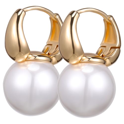 ROMISBABA Damen Perlen Creolen Ohrringe Künstliche Perlen Filigrane Minimalistische Hoop Ohrstecker Modischer Schmuck für Party Hochzeit Alltag Elegante Damen Ohrringe von ROMISBABA