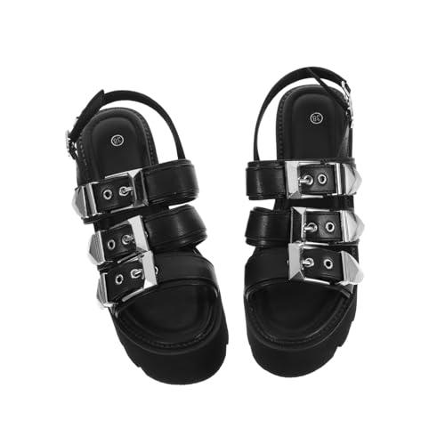 ROMISBABA Damen Sandalen Sommer Thick Soled Plateau Sandals Offene Zehen Erhöhen Komfort Stilvolle Schuhe für Frauen Schwarz von ROMISBABA