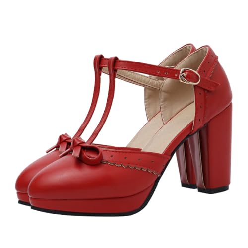 ROMISBABA Damen Sandalen mit Chunky Heel Pu Material rutschfest Modisch mit Schleifen Design Bequeme Absatzschuhe für Sommer Elegant für Party und Alltag Weiß von ROMISBABA