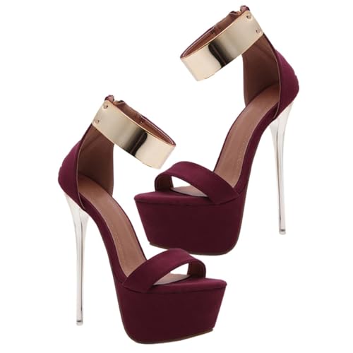 ROMISBABA Damen Sandalen mit Hohem Dünnem Absatz Schwarze Sommerschuhe Rutschfeste Sohle Modische Wasserdichte Plateau Sandaletten Eleganter Look für Sommer und Strand Stilvoll und von ROMISBABA