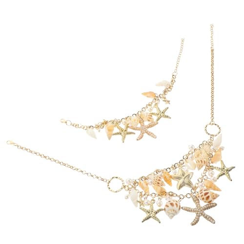 ROMISBABA Damen Schmuckset Teilig Halskette und Armband mit Meeresmuschel und Anhänger Modisches Schmuck für Frauen Eleganter Look für Party und Alltag von ROMISBABA