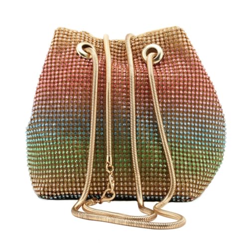 ROMISBABA Damen Schultertasche mit Funkelnden Strasssteinen Leichte Mittelgroße Bucket Bag Stilvoll für Hochzeit Abendveranstaltung Party und Festliche Anlässe Handtasche für Damen von ROMISBABA