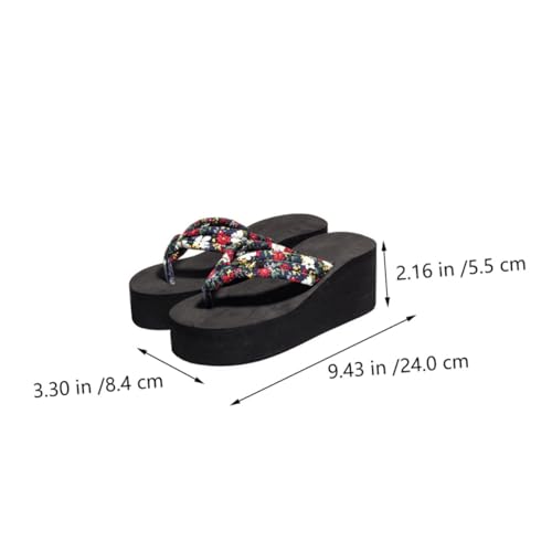 ROMISBABA Damen Slipper mit Dicker Sohle Plateau Keilabsatz Modisch Sommer Pantoletten Komfortabel Outdoor Geeignet Leichte Flache Sandalen Schwarz von ROMISBABA