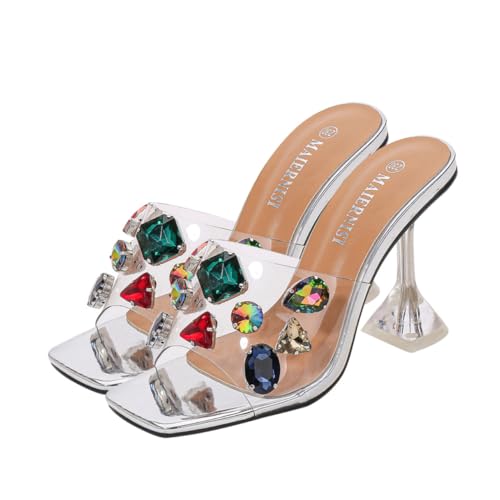 ROMISBABA Damen Sommer Sandalen mit Absatz und Strass Elegante Atmungsaktive High Heel Slipper für Freizeit und Party Modische Bequeme Schuhe Geeignet für Frühling und Sommer Silber ROMISBABA Damen Sommer Sandalen mit Absatz und Strass Elegante Atmungsaktive High Heel Slipper für Freizeit und Party Modische Bequeme Schuhe Geeignet für Frühling und Sommer Silber von ROMISBABA