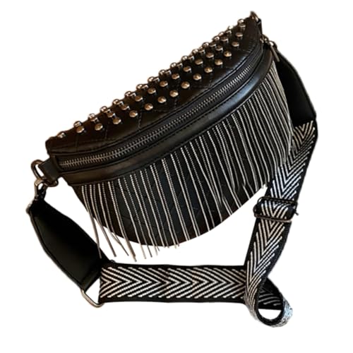 ROMISBABA Damen Umhängetasche mit Nieten und Quaste Schultertasche PU Leicht Großräumig für Freizeit und Outdoor von ROMISBABA