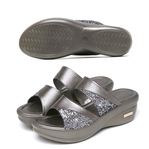 ROMISBABA Damen Wedgeslipper Sommer Dicke Keilabsatz Sandalen Offene Zehen Casual Strand Hausschuhe Bequeme Outdoor Schuhe von ROMISBABA