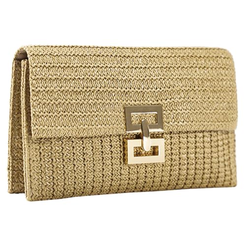 ROMISBABA Damen Woven Clutch Bag Lässige Handtasche für Hochzeiten Abendpartys Events Mit Sicherem Schnappverschluss und Leichtem Design für Schlüssel Makeup Karten von ROMISBABA