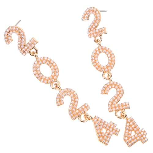 ROMISBABA Dekorative Zahl Ohrringe Damen Ohrhänger mit Perlen Weiß Leicht und Komfortabel Zinklegierung Schmuck für Party und Alltag von ROMISBABA
