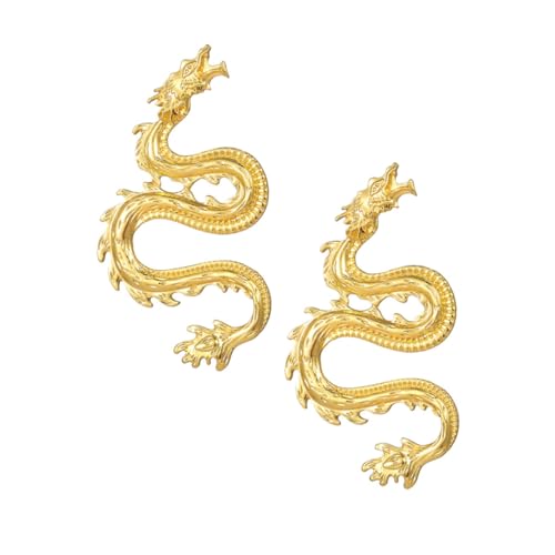ROMISBABA Dekorativer Drachen Ohrring Goldfarben Modischer Ohrstecker Auffälliges Design Accessoire Besonderes für Damen bei Party Hochzeit Alltag von ROMISBABA