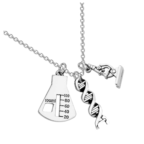 ROMISBABA Dna Chemie Mikroskop Halskette Anhänger Schmuck Geschenk für Frauen Lehrer Anerkennung Nützliches Accessoire für Alltag Party Büro von ROMISBABA