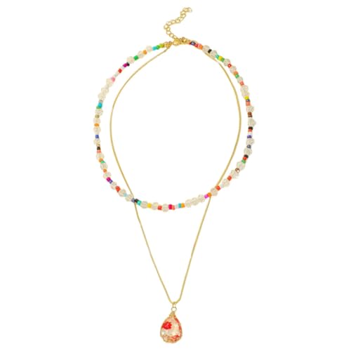 ROMISBABA Mehreilige Damen-halskette Mit Perlenkette Stapelbare Kettenhalskette Anhängerkette Verstellbare Hautverträglich Passend Für Verschiedene Anlässe Und Outfits von ROMISBABA