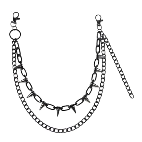 ROMISBABA Gothic Style Hosenkette Für Damen Und Herren Einzigartige Doppelschichtige Jeans Kette Mit Nieten Trendige Hip Hop Hose Kette Für Fashion-liebhaber Und Stilbewusste von ROMISBABA