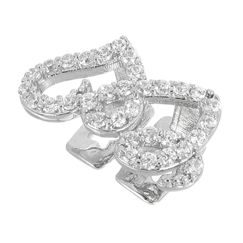ROMISBABA Double Herz Zirkonia Teeth Grill Kupfer Hip Hop Style Mundschmuck für Männer Frauen Party Cosplay Accessoire Dekorative von ROMISBABA