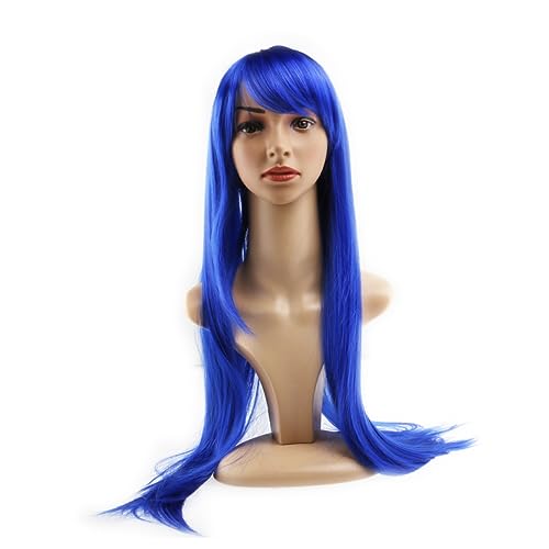 ROMISBABA Dunkelblaue Lange Gerade Kunsthaarperücke Mit Für Cosplay Geeignet Für Damen Und Mädchen Für Kostümpartys Und Besondere Anlässe von ROMISBABA