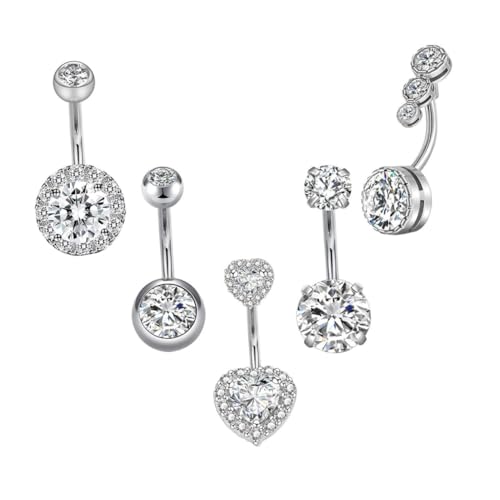 ROMISBABA Edelstahl Bauchnabelpiercing mit Zirkonia Nabelring Schmuck für Damen Modisch Glänzend Komfortabel Tragbar für Partys Alltag Verleiht Attraktiven Look von ROMISBABA