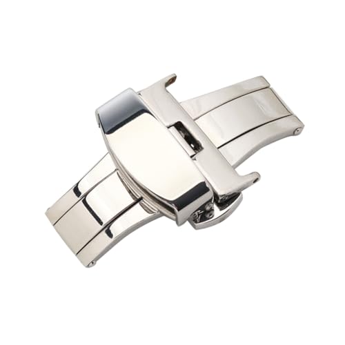 ROMISBABA Edelstahl Faltschließe Doppel drücker Verschluss für Lederarmband Robust Metall Kompatibel mit Dicken Uhrenbändern Langlebig und Einfach zu Verwenden von ROMISBABA