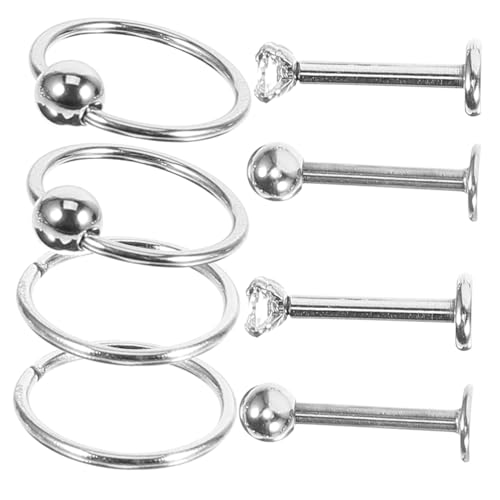 ROMISBABA Edelstahl Nasenringe Teilig Leichte Sichere Nasenpiercing Ringe Glatte Oberfläche Modische Nasenschmuck Kombination für Damen und Herren Hautfreundlich und Schmerzarm von ROMISBABA