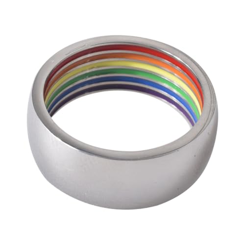 ROMISBABA Edelstahl Rainbow Gay Ring Bunter Farbring Modischer Schmuck für Damen und Herren Stilvoller Finger Schmuck Langlebig und Rostfrei von ROMISBABA