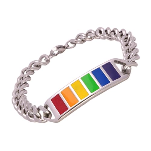 ROMISBABA Edelstahl Regenbogen Armband Unisex Modisch Langlebig Angenehm für Damen Herren Lgbtq Schmuck von ROMISBABA