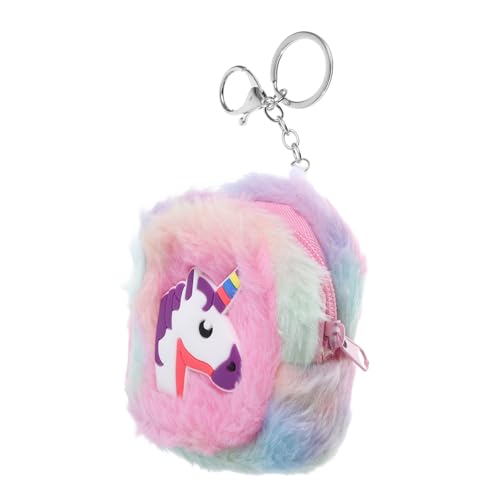 ROMISBABA Kuscheliger Cartoon Einhorn Pouch Bag Plüsch Geldbörse Mit Schlüsselanhänger Für Damen Zur Aufbewahrung Von Kleingeld Lippenstift Und Kleinen Gegenständen Für Reisen Und von ROMISBABA